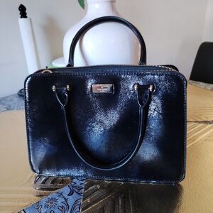 Kate Spade black patent crossbody top handle bag missing Long Strap